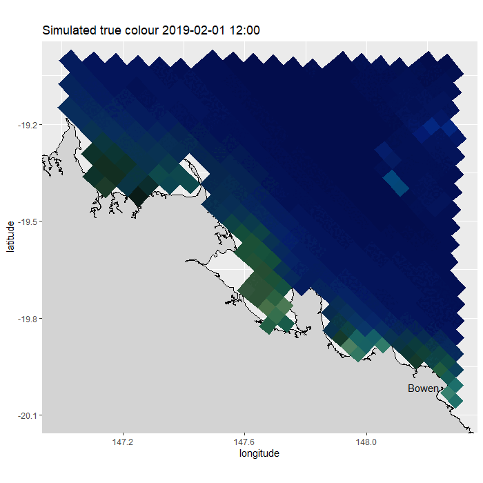 Short true-colour animation near the Burdekin River mouth in February 2019